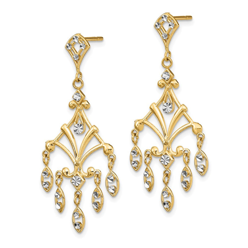14K Yellow & Rhodium W/Rhodium D/C Chandelier Style Dangle Earrings