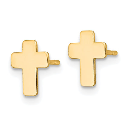 14K Yellow Gold Gold Polished Cross Post Earrings