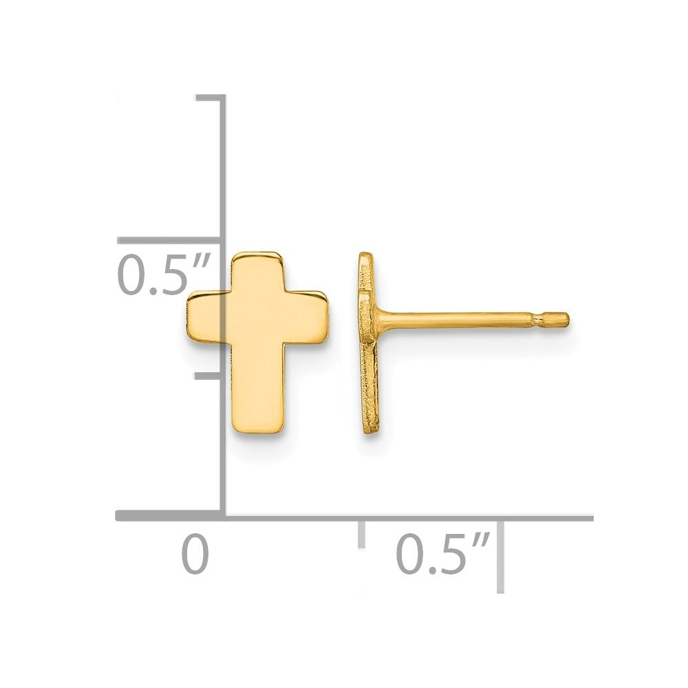 14K Yellow Gold Gold Polished Cross Post Earrings