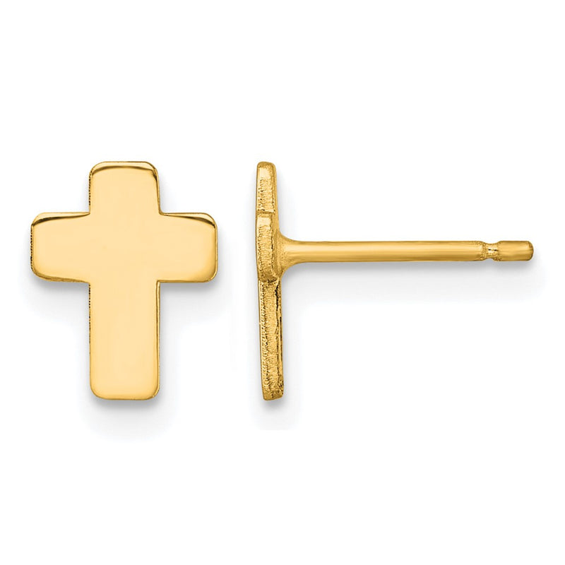 14K Yellow Gold Gold Polished Cross Post Earrings
