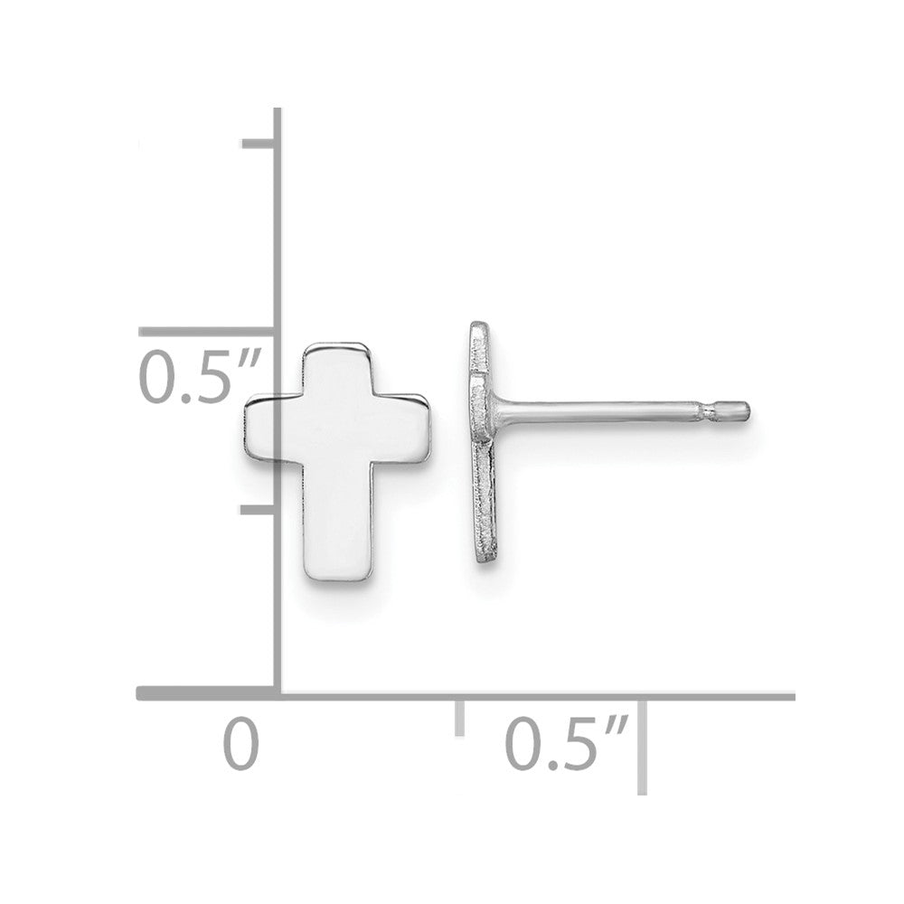 14K White Gold Polished Cross Post Earrings