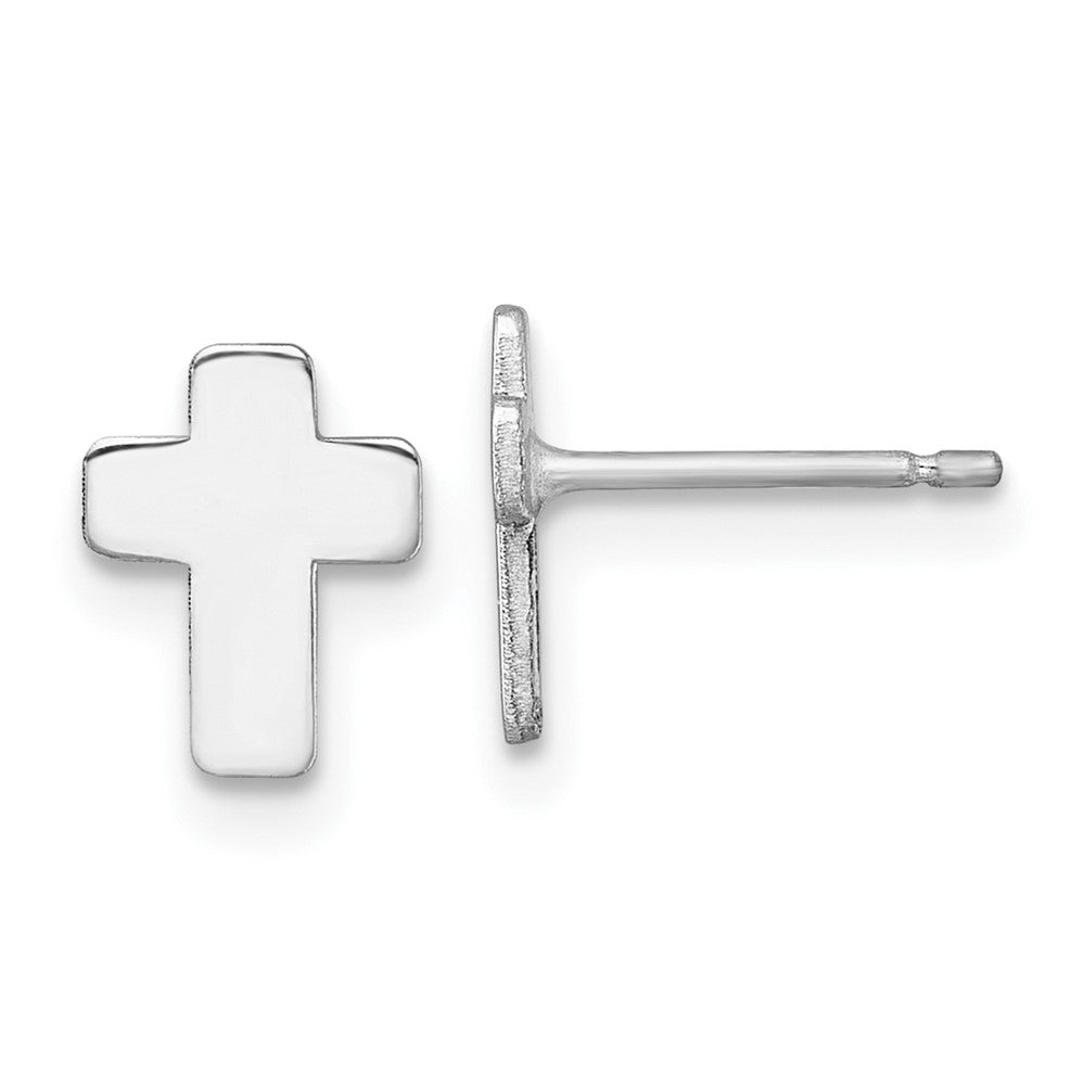 14K White Gold Polished Cross Post Earrings
