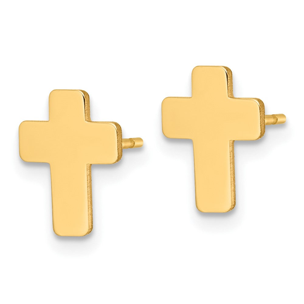 14K Yellow Gold Gold Polished Cross Post Earrings