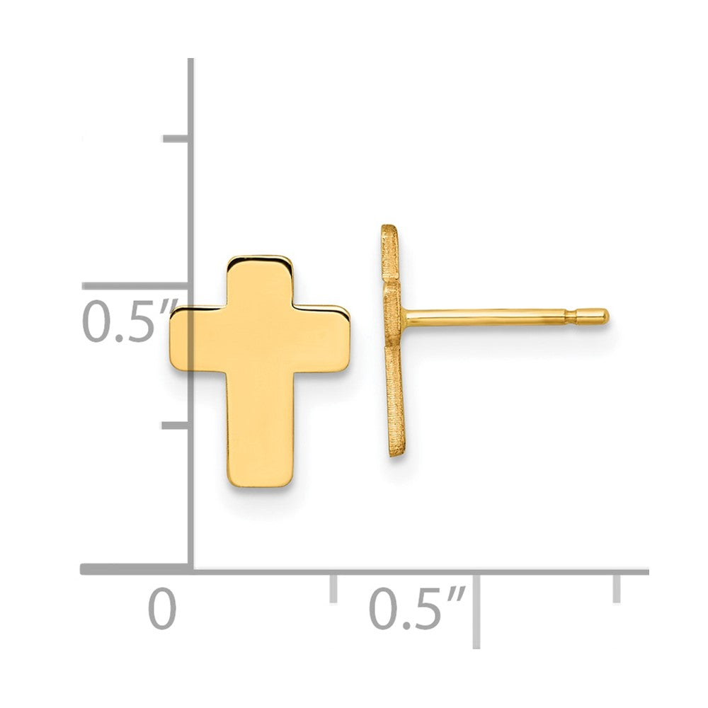 14K Yellow Gold Gold Polished Cross Post Earrings