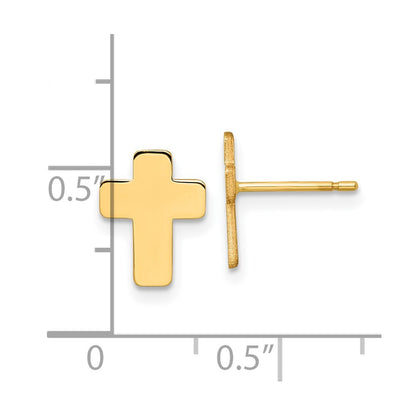 14K Yellow Gold Gold Polished Cross Post Earrings