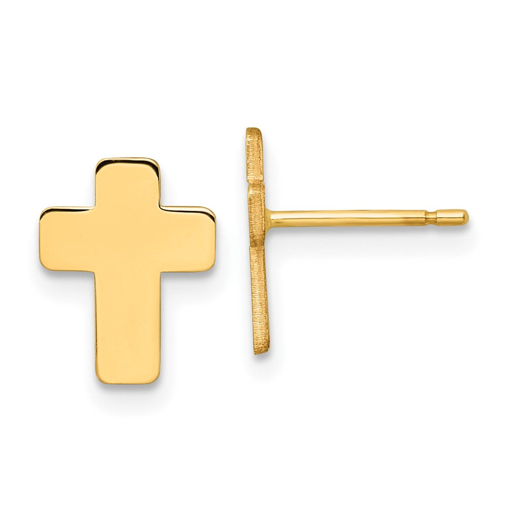 14K Yellow Gold Gold Polished Cross Post Earrings