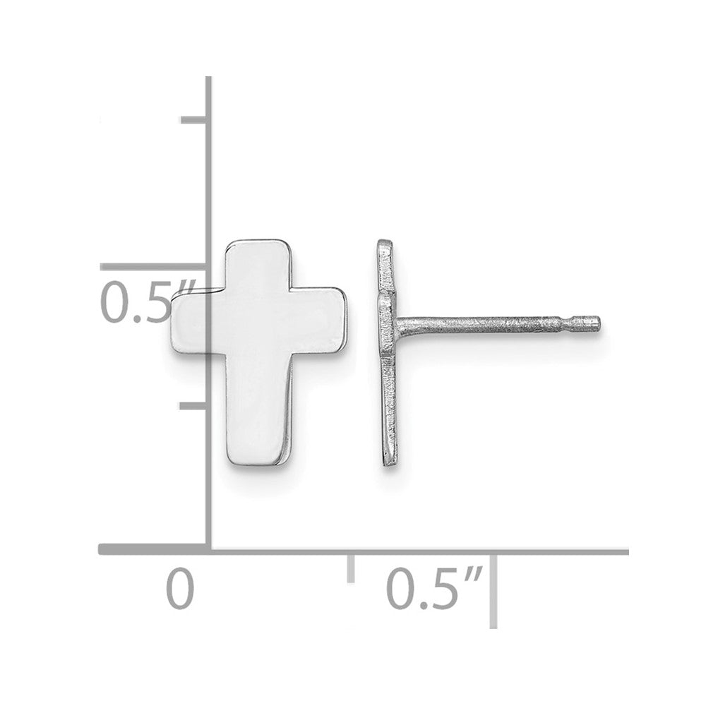 14K White Gold Polished Cross Post Earrings