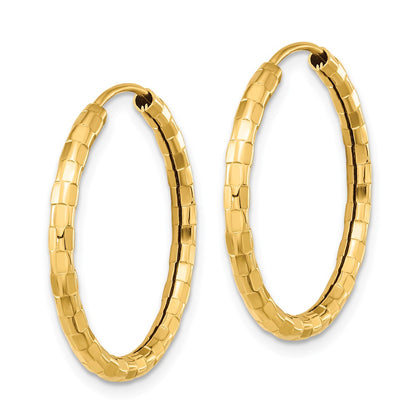 14K Yellow Gold Polished Faceted 2.5mm Hoop Earrings