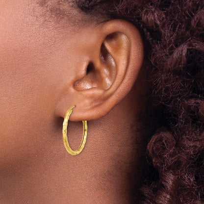 14K Yellow Gold Polished Faceted 2.5mm Hoop Earrings