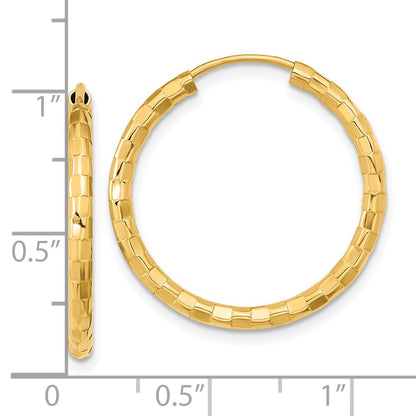 14K Yellow Gold Polished Faceted 2.5mm Hoop Earrings