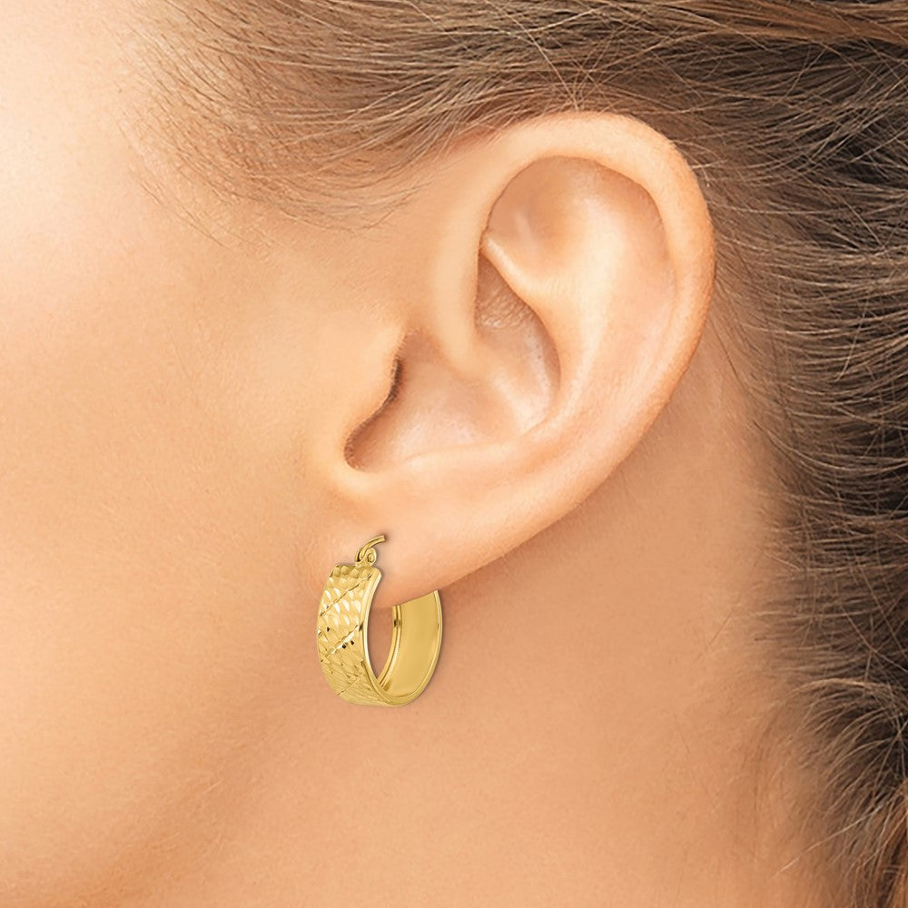 14K Yellow Gold Diamond-Cut Hoop Earrings