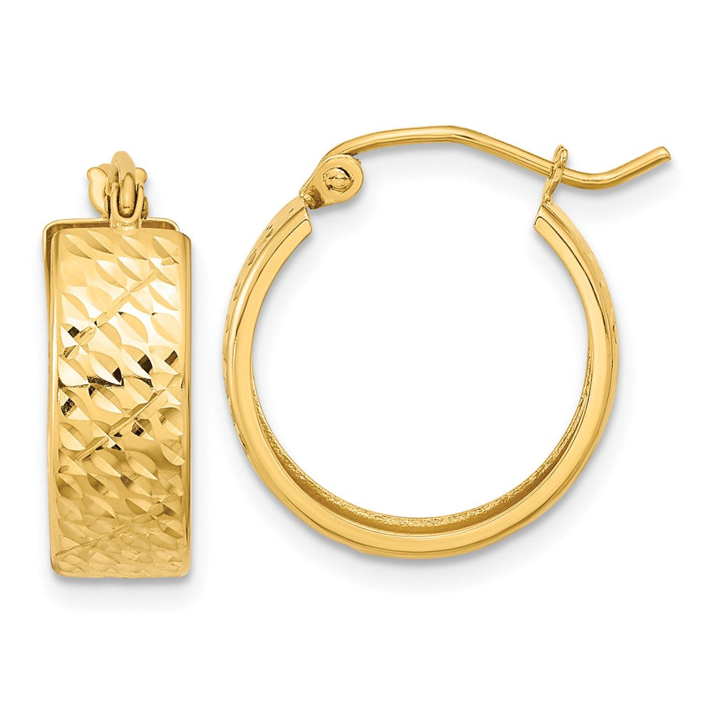 14K Yellow Gold Diamond-Cut Hoop Earrings