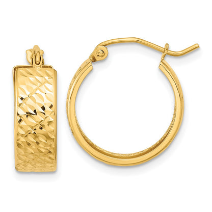 14K Yellow Gold Diamond-Cut Hoop Earrings