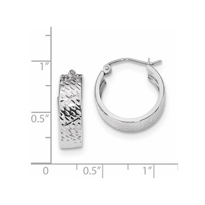 14K White Gold Diamond-Cut Hoop Earrings