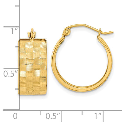 14K Yellow Gold Diamond-Cut Hoop Earrings