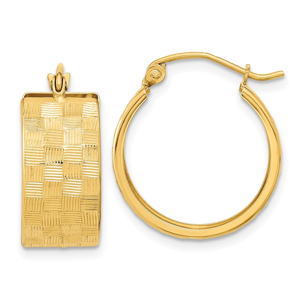 14K Yellow Gold Diamond-Cut Hoop Earrings