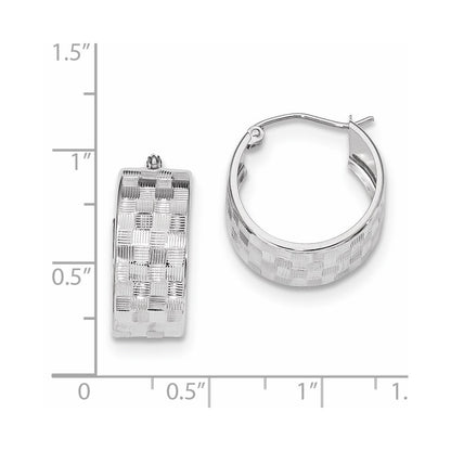 14K White Gold Diamond-Cut Hoop Earrings