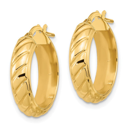 14K Yellow Gold Polished Fancy Hoops