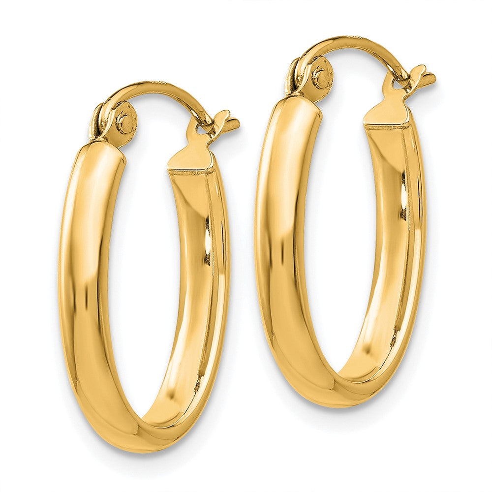 14K Yellow Gold Polished 2.75mm Oval Tube Hoop Earrings