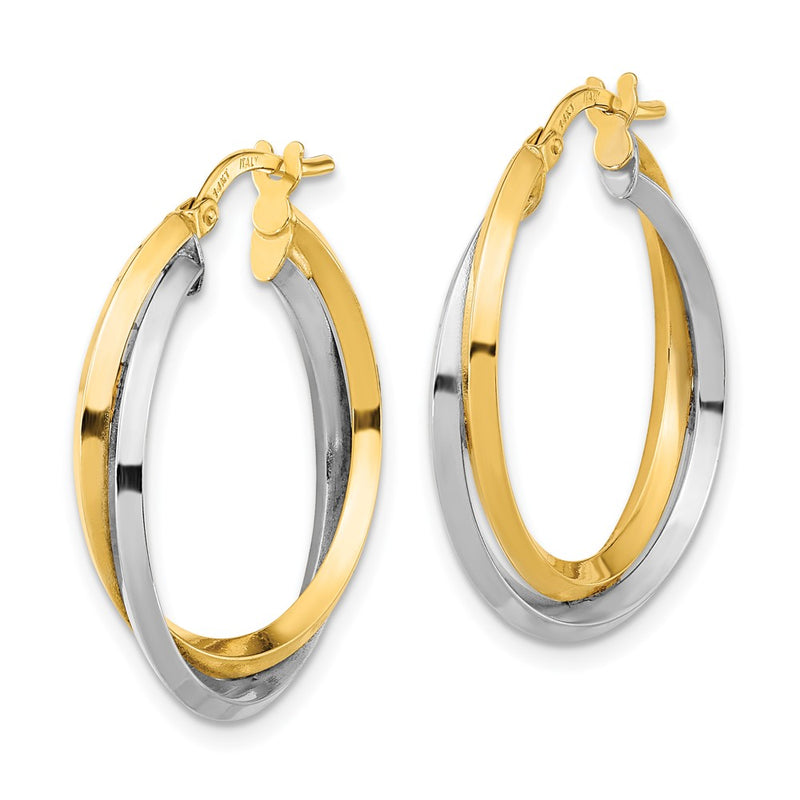 14K Two-Tone Two Tone Polished Double Hoops