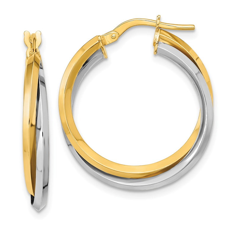 14K Two-Tone Two Tone Polished Double Hoops