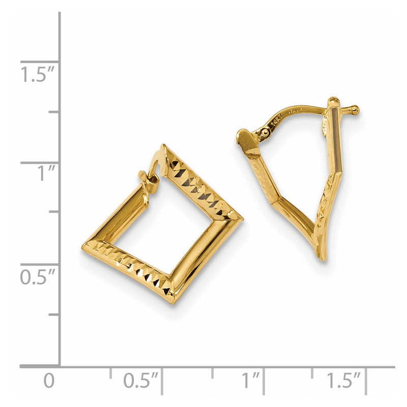 14K Yellow Gold Polished Twisted Square Earrings
