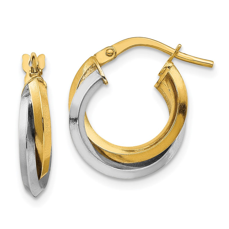14K Two-Tone Two Tone Polished Double Hoops