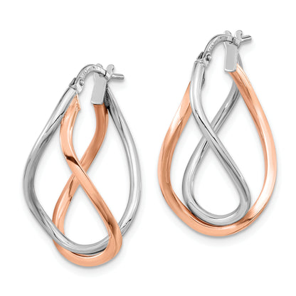 14K Yellow & Rhodium Gold W/White And Rose Gold-Plated Swirl Hoops