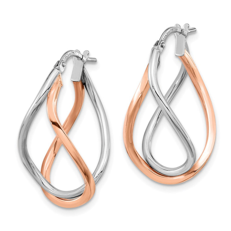 14K Yellow & Rhodium Gold W/White And Rose Gold-Plated Swirl Hoops
