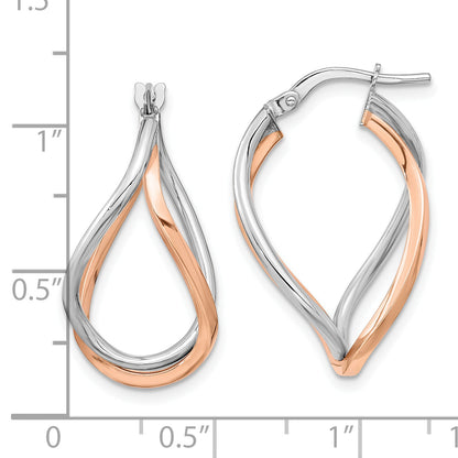 14K Yellow & Rhodium Gold W/White And Rose Gold-Plated Swirl Hoops