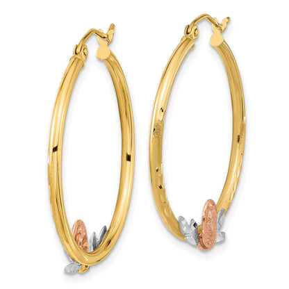 14K Tri-Color Guadalupe Hoop Earrings