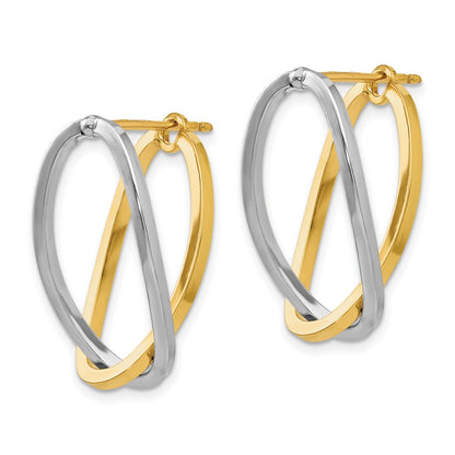 14K Two-Tone Polished Versatile Oval Post Earrings