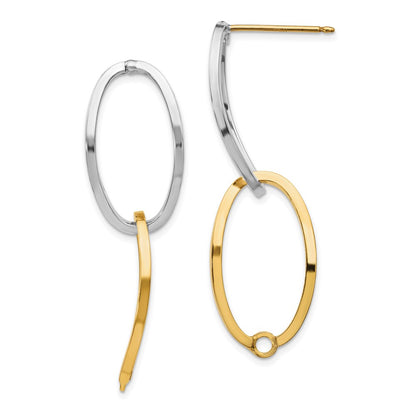 14K Two-Tone Polished Versatile Oval Post Earrings