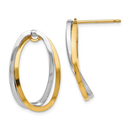 14K Two-Tone Polished Versatile Oval Post Earrings
