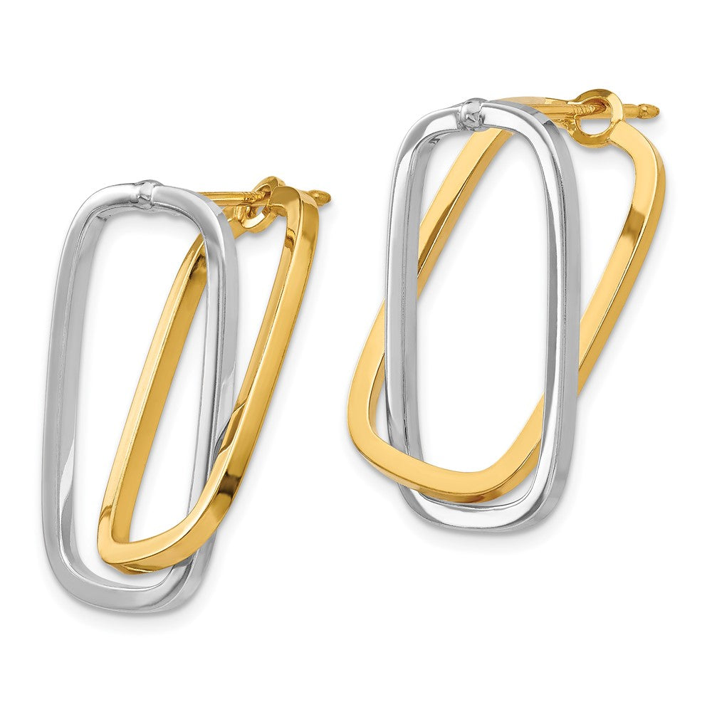 14K Two-Tone Fancy Versatile Rectangle Post Earrings