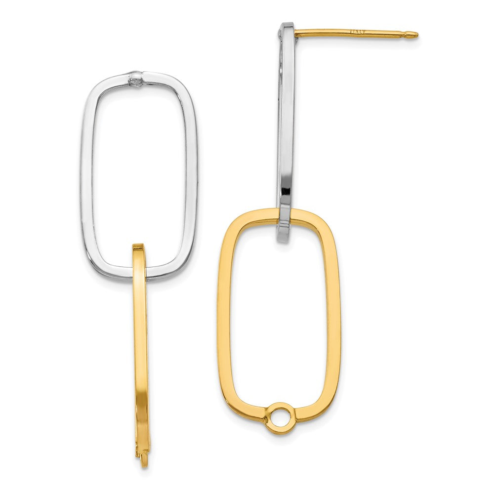 14K Two-Tone Fancy Versatile Rectangle Post Earrings