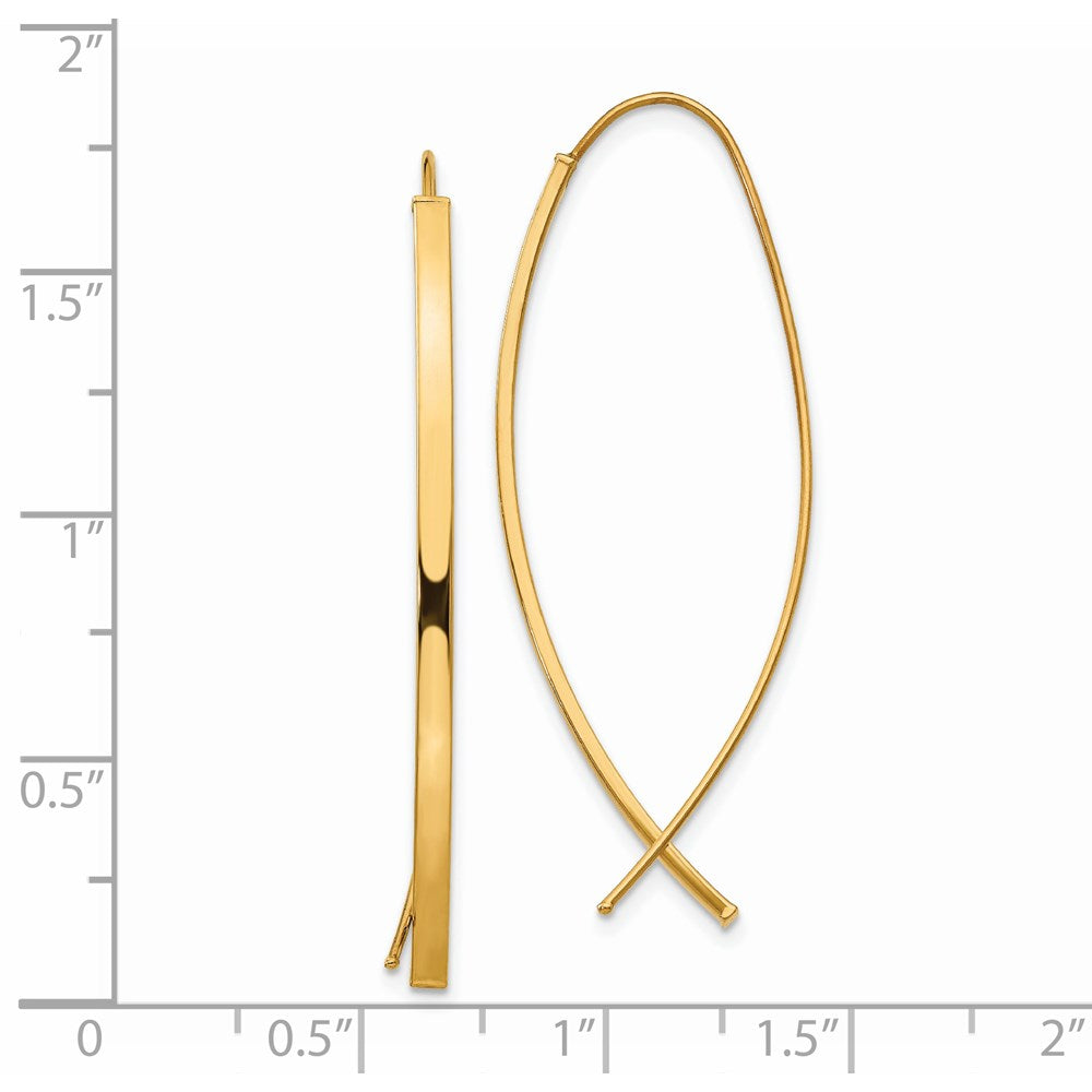 14K Yellow Gold 1.75mm Square Tube Wire Threader Earrings