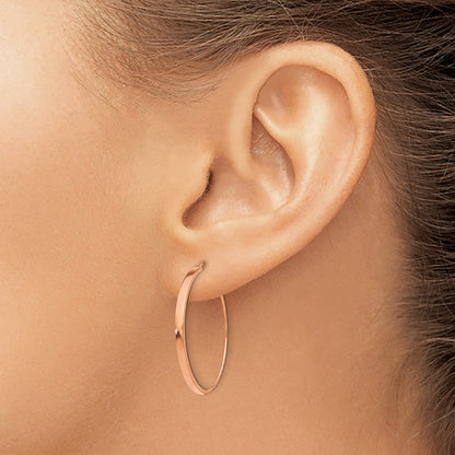 14K Rose Gold Wire Hoop Earrings