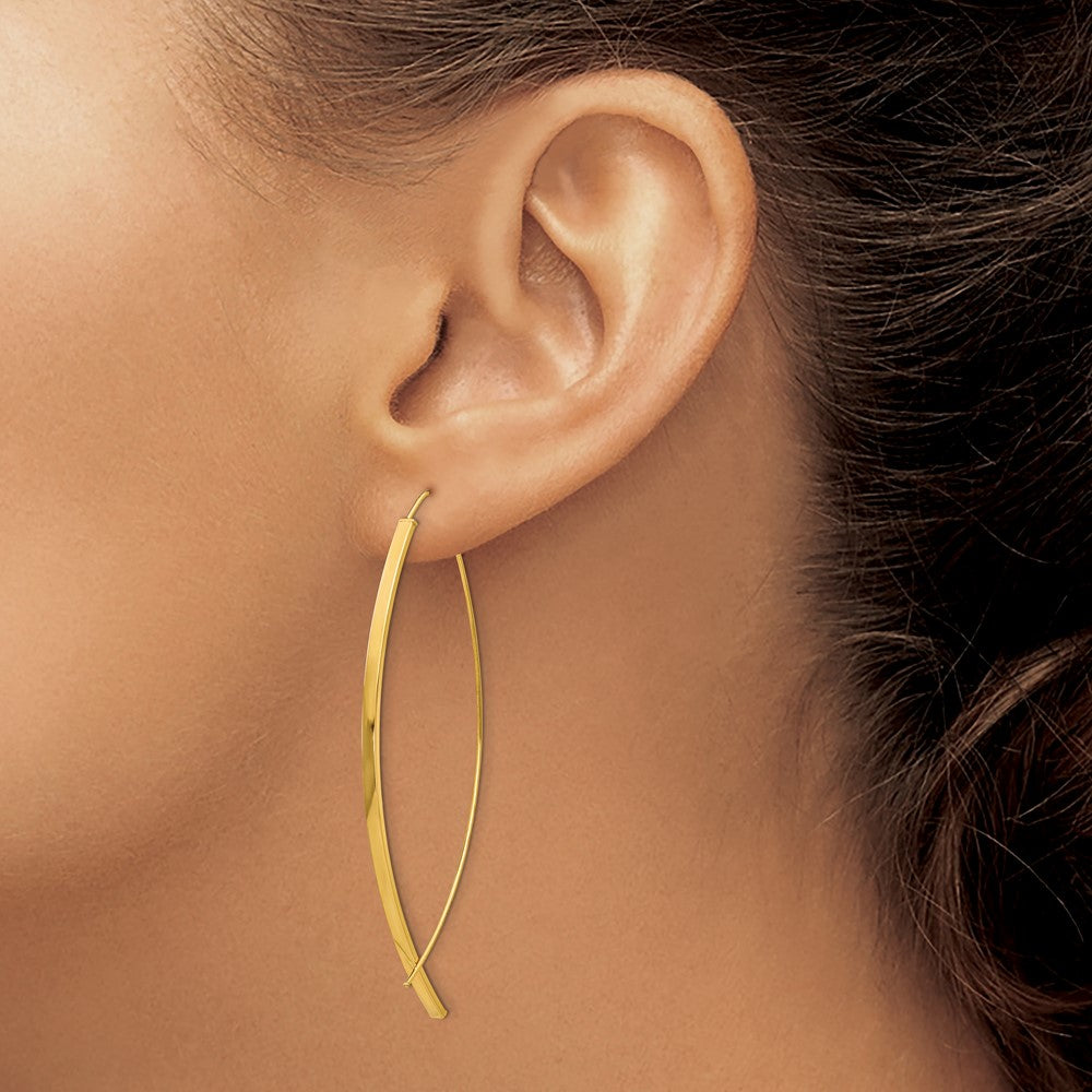 14K Yellow Gold 1.75mm Square Tube Wire Threader Earrings