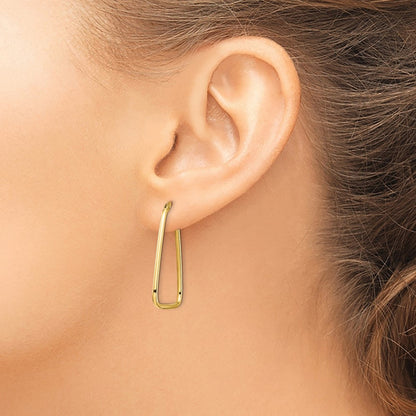 14K Yellow Gold 1.5mm Polished Triangle Dangle Hoop Earrings
