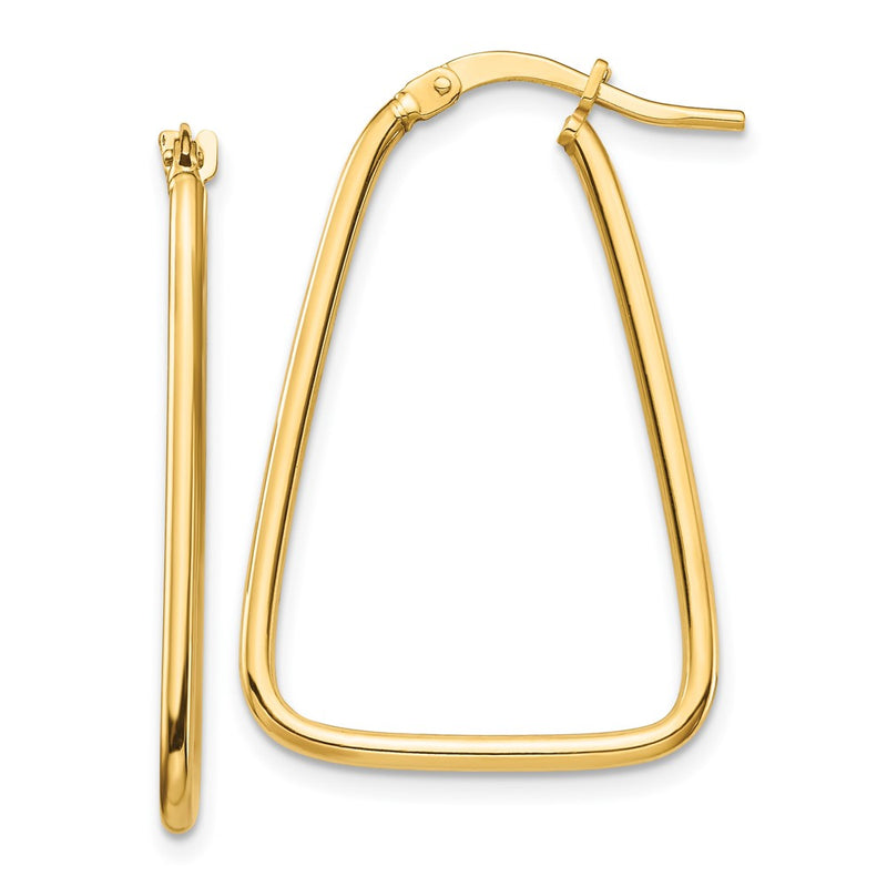 14K Yellow Gold 1.5mm Polished Triangle Dangle Hoop Earrings