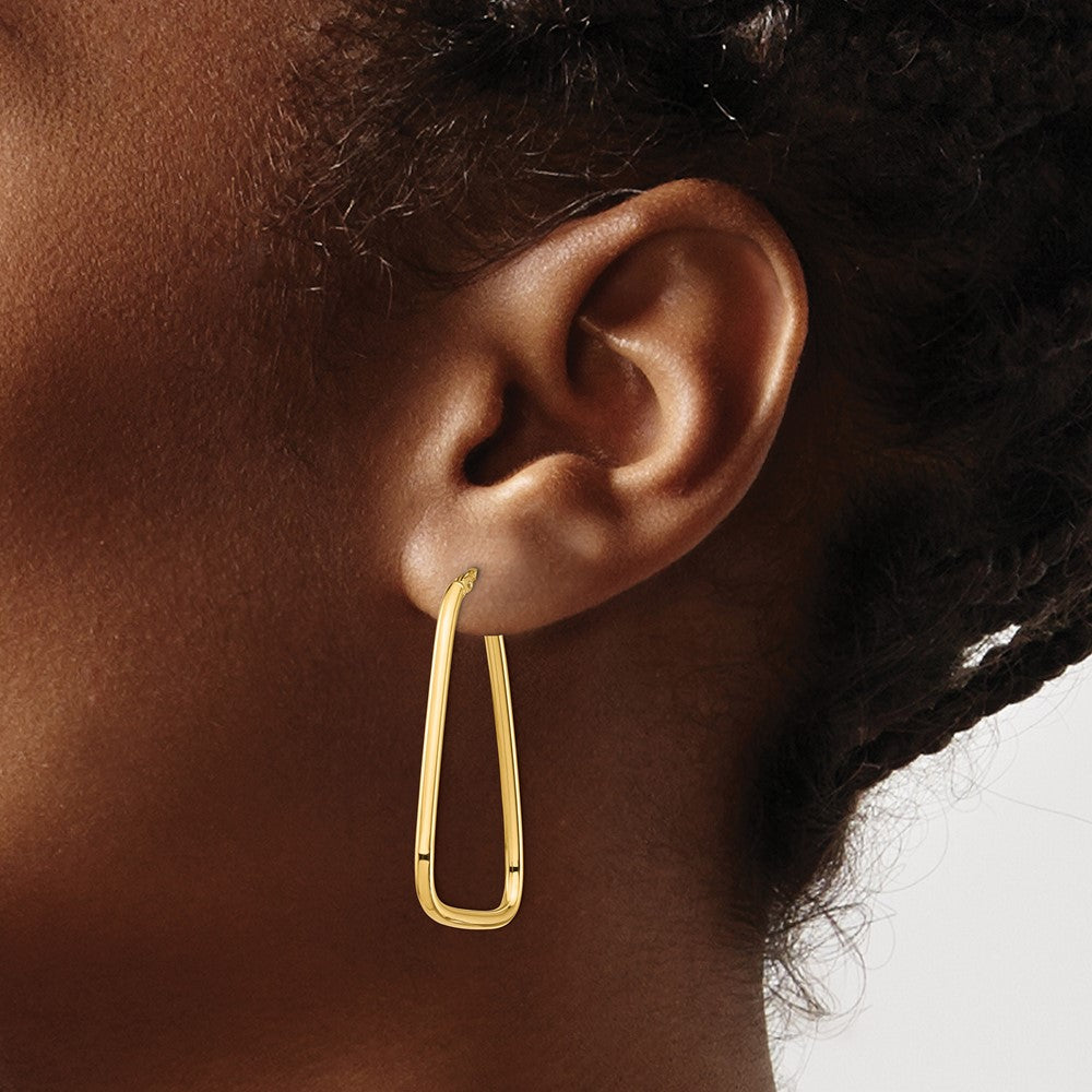 14K Yellow Gold 2mm Polished Triangle Hoop Earrings