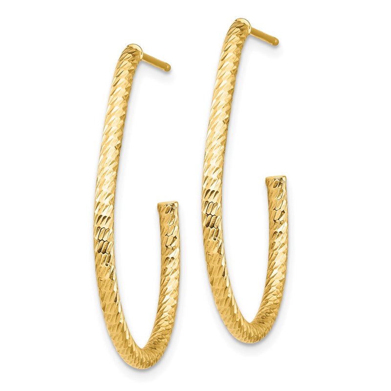 14K Yellow Gold Polished Diamond-Cut Post Dangle Earrings