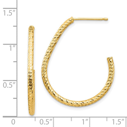 14K Yellow Gold Polished Diamond-Cut Post Dangle Earrings