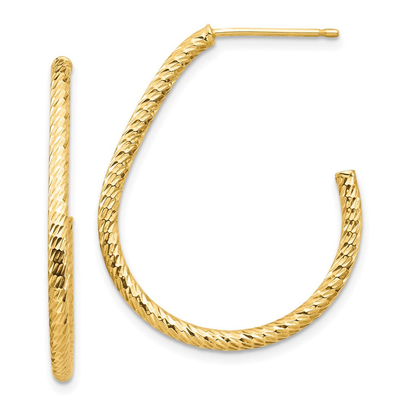 14K Yellow Gold Polished Diamond-Cut Post Dangle Earrings