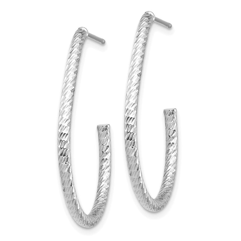 14K White Gold Polished Diamond-Cut Post Dangle Earrings