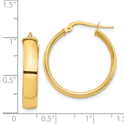 14K Yellow Gold High Polished 5mm Hoop Earrings