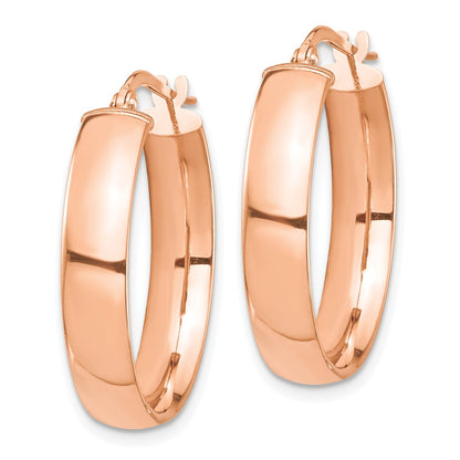 14K Rose Gold High Polished 5mm Hoop Earrings