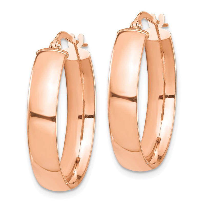 14K Rose Gold High Polished 5mm Hoop Earrings