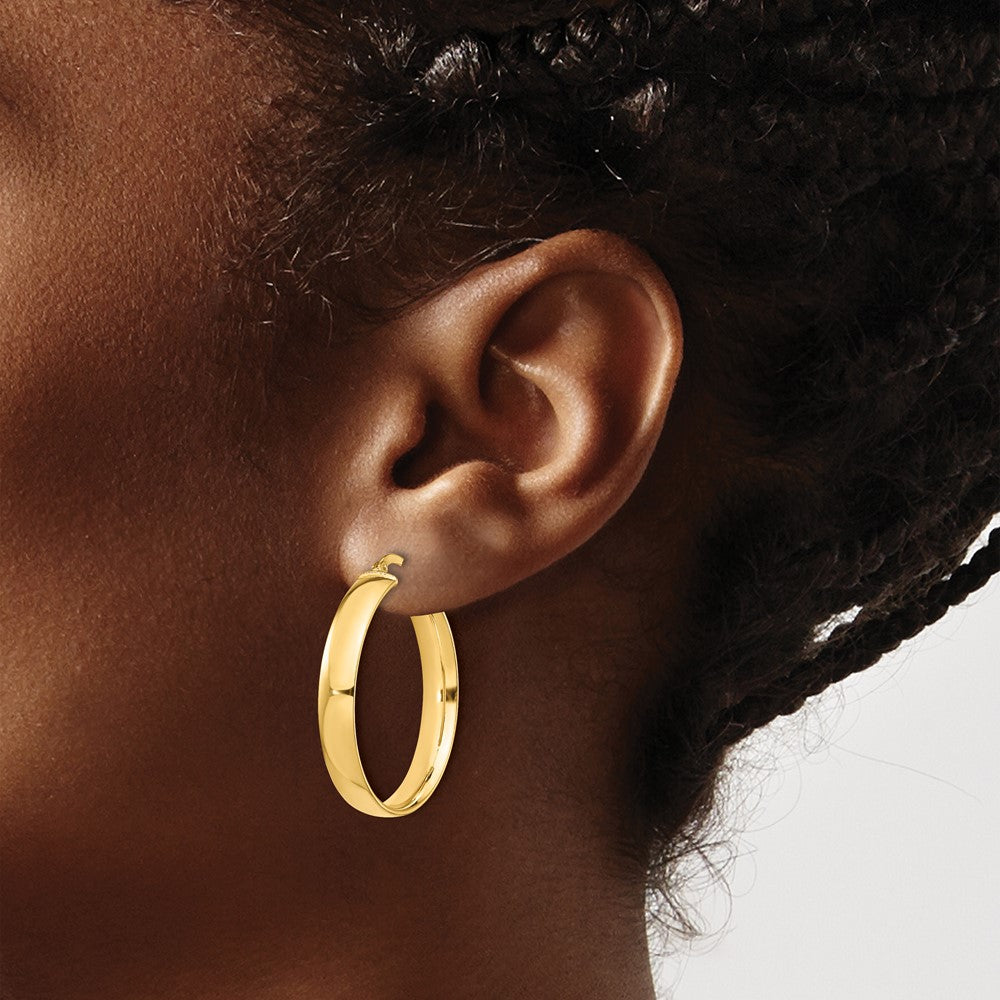 14K Yellow Gold High Polished 5mm Hoop Earrings